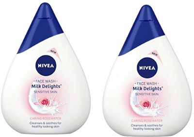 NIVEA Milk Delights  With Caring RoseWater 100ML Each (Pack of 2) Face Wash(200 ml)
