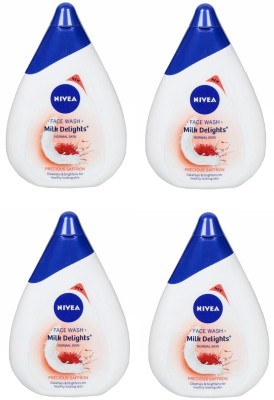 NIVEA Milk Delights  With Precious Saffron 50ML Each (Pack of 4) Face Wash(200 ml)