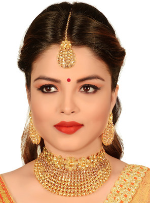 VATSALYA creation Alloy Gold-plated Gold, White Jewellery Set(Pack of 1)