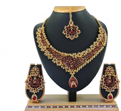 VATSALYA creation Alloy Gold-plated Copper, Maroon Jewellery Set(Pack of 1)