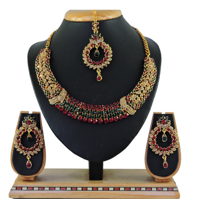 VATSALYA creation Alloy Gold-plated Green, Red Jewellery Set(Pack of 1)