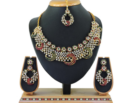 VATSALYA creation Alloy Gold-plated White, Red, Green Jewellery Set(Pack of 1)