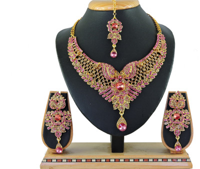 VATSALYA creation Alloy Gold-plated Pink, Red Jewellery Set(Pack of 1)