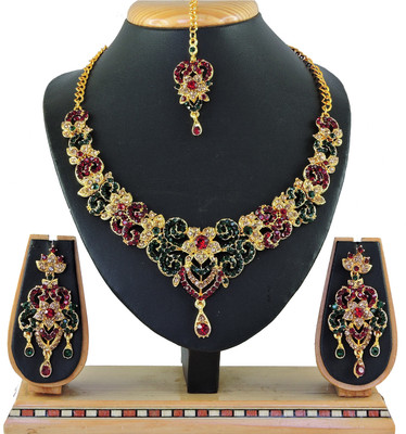 VATSALYA creation Alloy Gold-plated Green, Red Jewellery Set(Pack of 1)