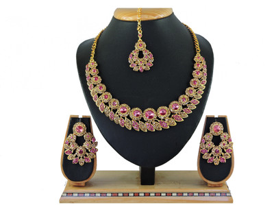 VATSALYA creation Alloy Gold-plated Pink, Bronze Jewellery Set(Pack of 1)