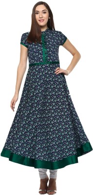 MBE Women Printed Anarkali Kurta(Dark Blue, Green, White)