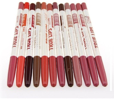 Menow true lips lip liner pack of 12(multicolour)