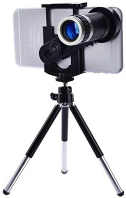 FD1 8X Optical Zoom Telescope Camera Lens with Universal Holder & Tripod Tripod(Black, Supports Up to 500 g)
