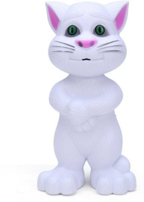 Tenmar White Intelligent Talking Tom Cat with Touch Recording Story Rhymes & Songs,Intelligent Touching Tom Cat with Wonderful Voice. (White)(White)