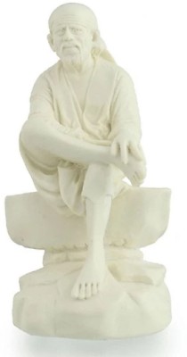 Love Kart Sai Baba Murti Statue Idol Decorative Showpiece  -  9 cm(Marble, White)