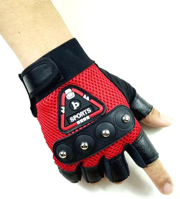 DreamPalace India Leather Gym Gloves with Anti Skid technology Gym & Fitness Gloves(Red)