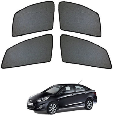 AuTO ADDiCT Side Window, Rear Window Sun Shade For Hyundai Verna Fluidic(Black)