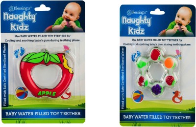 naughty kidz COMBO OF 2 PREMIUM WATER FILLED TOY TEETHER WITH 2 KEY TEETHER Teether(Red)