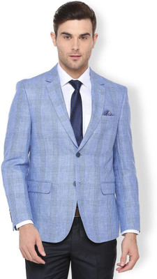 van-heusen-checkered-single-breasted-formal-men-blazerblue