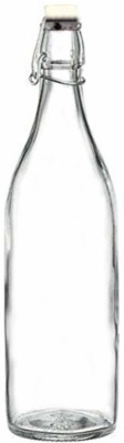TREANDCARD Large Plain Glass Transparent Water Juice Bottle - (4 Pcs) 1 Ltr 1000 ml Bottle(Pack of 4, Clear, Glass)