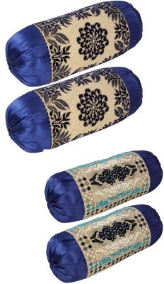 Creativehomes Floral Bolsters Cover(Pack of 4, 16 cm*31 cm, Blue)