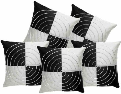 MS Enterprises Striped Cushions Cover(Pack of 5, 41 cm*41 cm, White, Black)