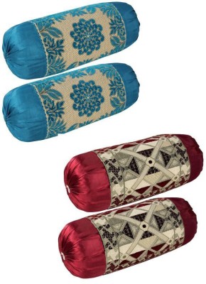 Creativehomes Floral Bolsters Cover(Pack of 4, 40*75, Red, Blue)