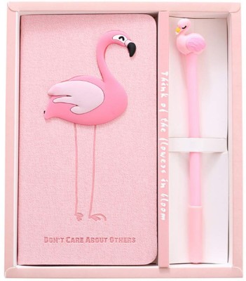 ShopNGift Flamingo Diary with A Cute Flamingo Pen Gift Box Set for Girls- (Pink) Regular Diary Yes 80 Pages(Pink)