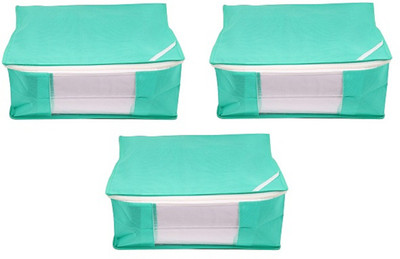 AARON INC Designer Non Woven Saree Cover Set Of 3 AI_006_PK03(Green)