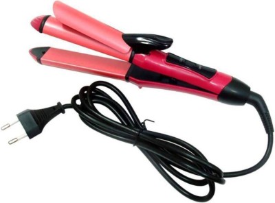 KRITAM 2-IN-1 HAIR CURLER CUM STRAIGHTENER 2 IN 1 COM Hair Straightener(Pink, Black)