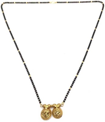 Digital Dress Room Digital Jewellery Women's Pride Gold Plated Alloy 2 Vati Tanmaniya Pendant Mangalsutra 32-inch Length Chain Traditional Golden Black Mani Beads Single Line Layer Long Necklace for Girls Alloy Mangalsutra