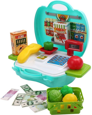 Zahuu Mini Market Pretend Play Cash Register with Pretended Vegetable