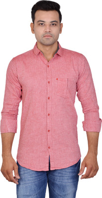 Cousin's Men Self Design Casual Pink Shirt