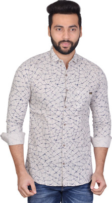 Cousin's Men Printed Casual Dark Blue, Grey Shirt