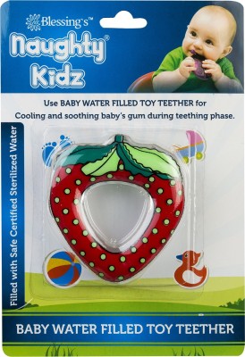 naughty kidz PREMIUM WATER FILLED TOY TEETHER STRAWBERRY SHAPE WITH RING KEY TEETHER Teether(Red)
