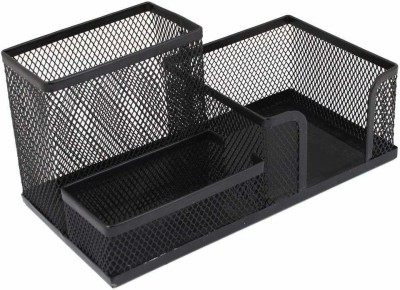 StandyZone 3 Compartments Metal Metal Desk Stand(Black)