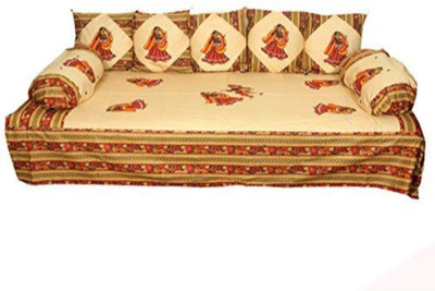 Casanest Cotton Abstract Diwan Set(Yellow)
