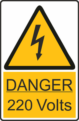 signEver Danger 220 volts Sign Board For Office kseb office shopping mall Color Golden Yellow Size L X H 13 X 20 CM Emergency Sign
