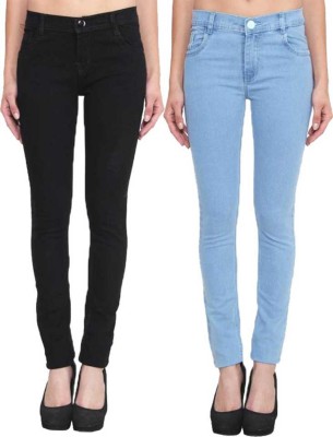 Mac-Kings Regular Women Light Blue, Black Jeans(Pack of 2)