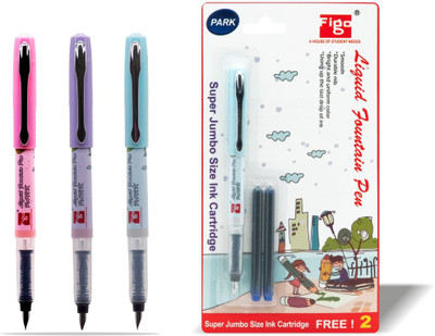 FIGO Park 5 Pen + 10 Blue Ink Catridge Fountain Pen(Pack of 5, Ink Color - Blue)