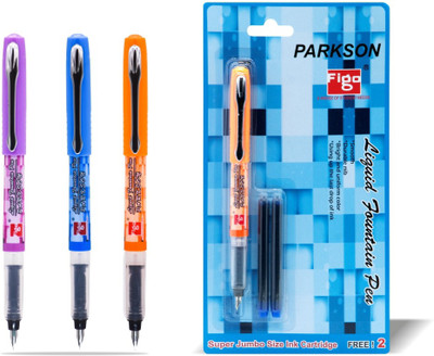 FIGO Parkson 5 Pen + 10 Blue Ink Catridge Fountain Pen(Pack of 5) Flipkart