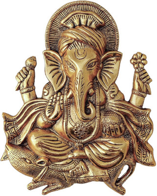 Metal Handicrafts Metal Ganesh Idol Statue Wall Hanging for Home Decor Decorative Showpiece  -  26 cm(Brass, Gold)