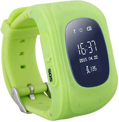 SeTracker GPS Tracker Smart Watch for Kids Silver Smartwatch(Green Strap...