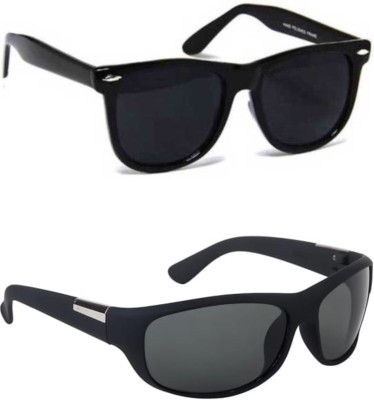 I Flash Wayfarer, Sports Sunglasses(For Men & Women, Black, Black)