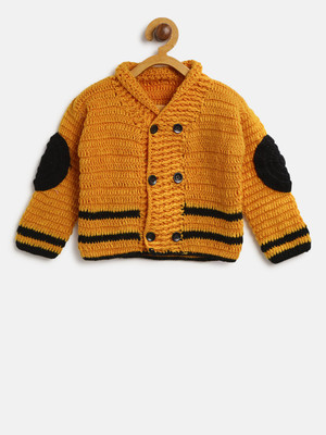 CHUTPUT Printed V Neck Casual Boys & Girls Yellow, Black Sweater