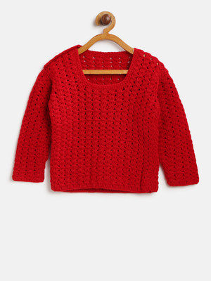 CHUTPUT Printed Round Neck Casual Baby Boys & Baby Girls Red Sweater