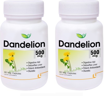 BIOTREX NUTRACEUTICALS Dandelion 500mg - 60 Veg Capsule, Pack Of 2(2 x 30 No)