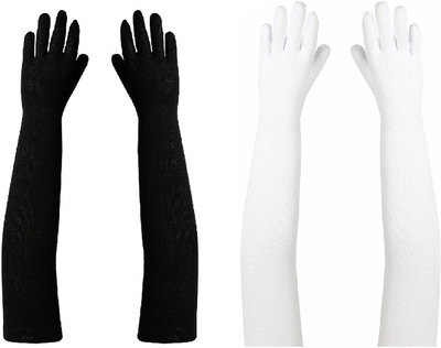 New Vastra Lok Cotton Arm Sleeve For Women(L, White, Black)
