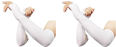 FRANKLY YOURS Nylon Arm Sleeve For Men & Women(Free, White)