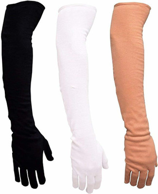 New Vastra Lok Cotton Arm Sleeve For Women(L, White, Black, Beige)