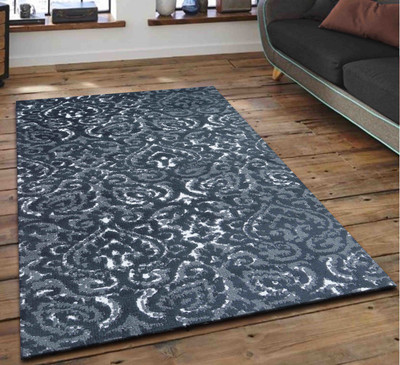 PRESTO Black Polyester Carpet(4 ft,  X 6 ft, Rectangle)