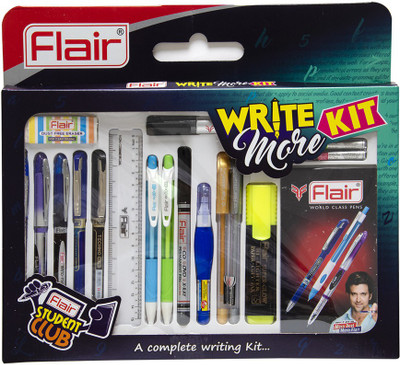 FLAIR Creative Series Write More Smart Kit Stationery Set(Pack of 18, Ink Color - Multicolor)