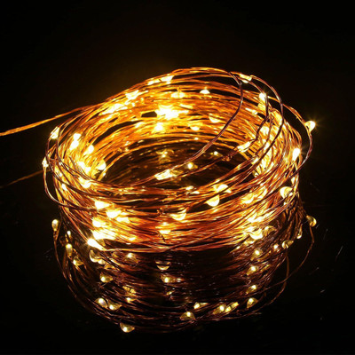 SANCTUM Copper String Battery 30 LEDs 3 m Gold, Yellow Steady Water Drop Rice Lights(Pack of 1)