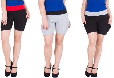 FeelBlue Color Block Women Black, Grey Gym Shorts