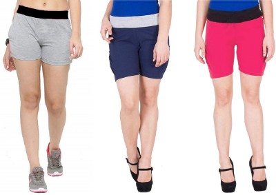 FeelBlue Color Block Women Dark Blue, Pink, Grey Gym Shorts